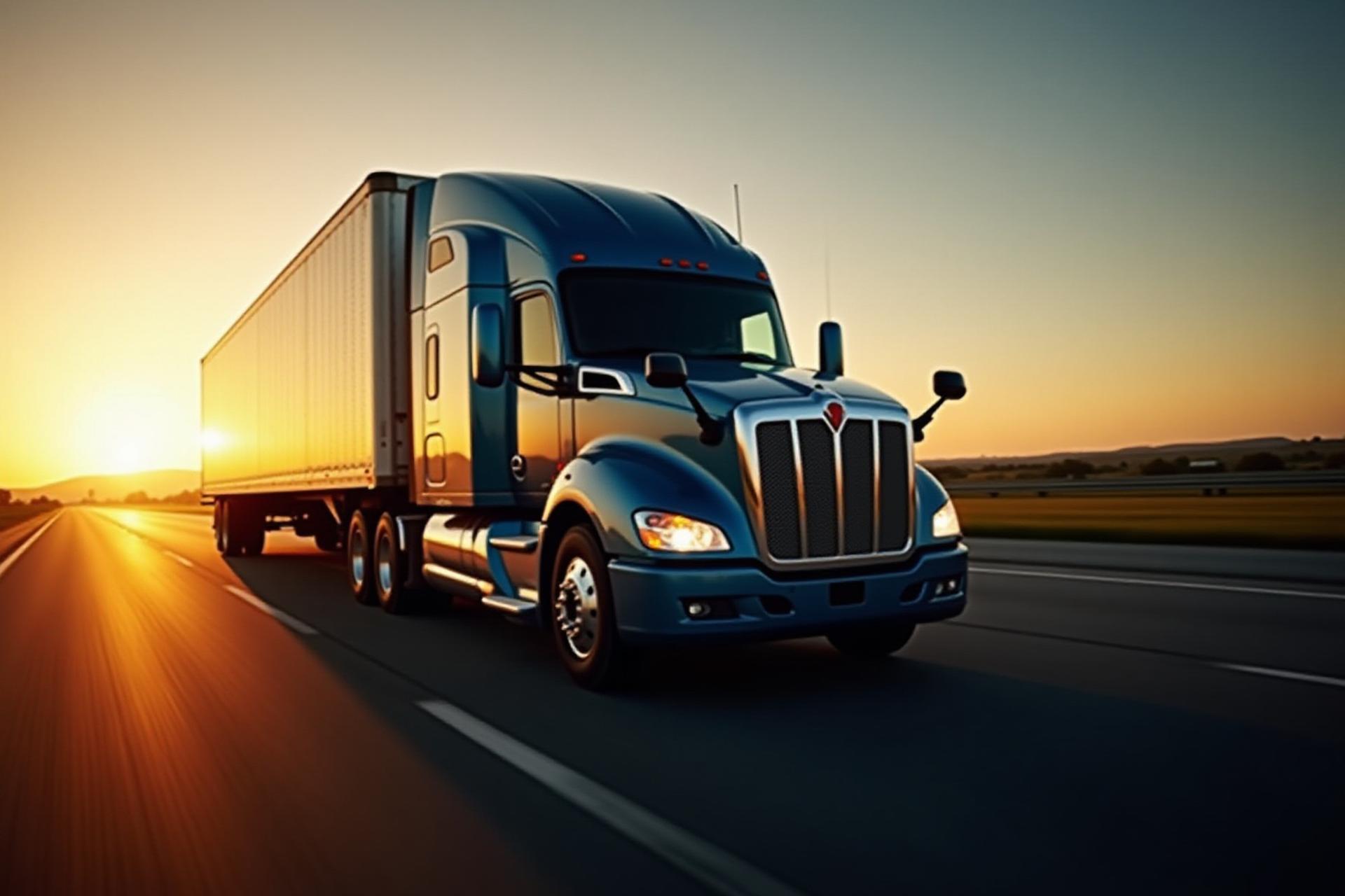 SNH Trucking semi truck in motion on highway